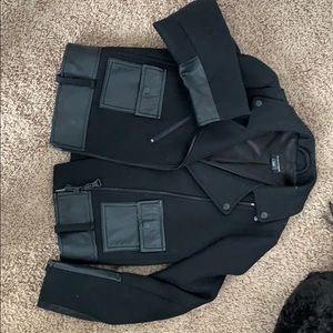 Club Monaco Leather Trim Wool Moto Jacket size 2